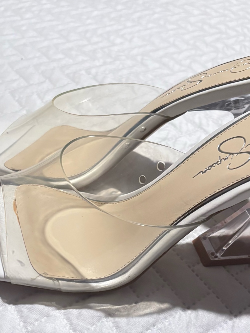 Jessica Simpson White Clear PVC Slide Mules - Picture 3 of 3